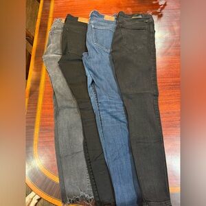 Madewell Women's Skinny Jeans in Charcoal, Blue, and Black Bundle. 4 Jeans Total